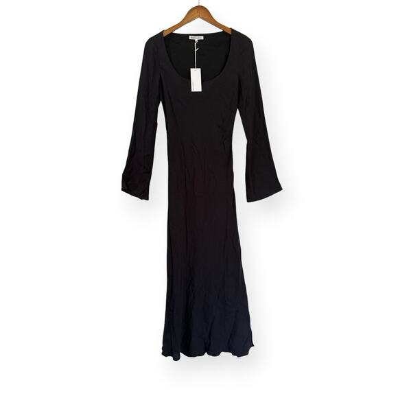 Reformation Dresses & Skirts - NWT Reformation Kady Maxi Dress Size 2 Black Scoop Neck Long Bell Sleeve $228